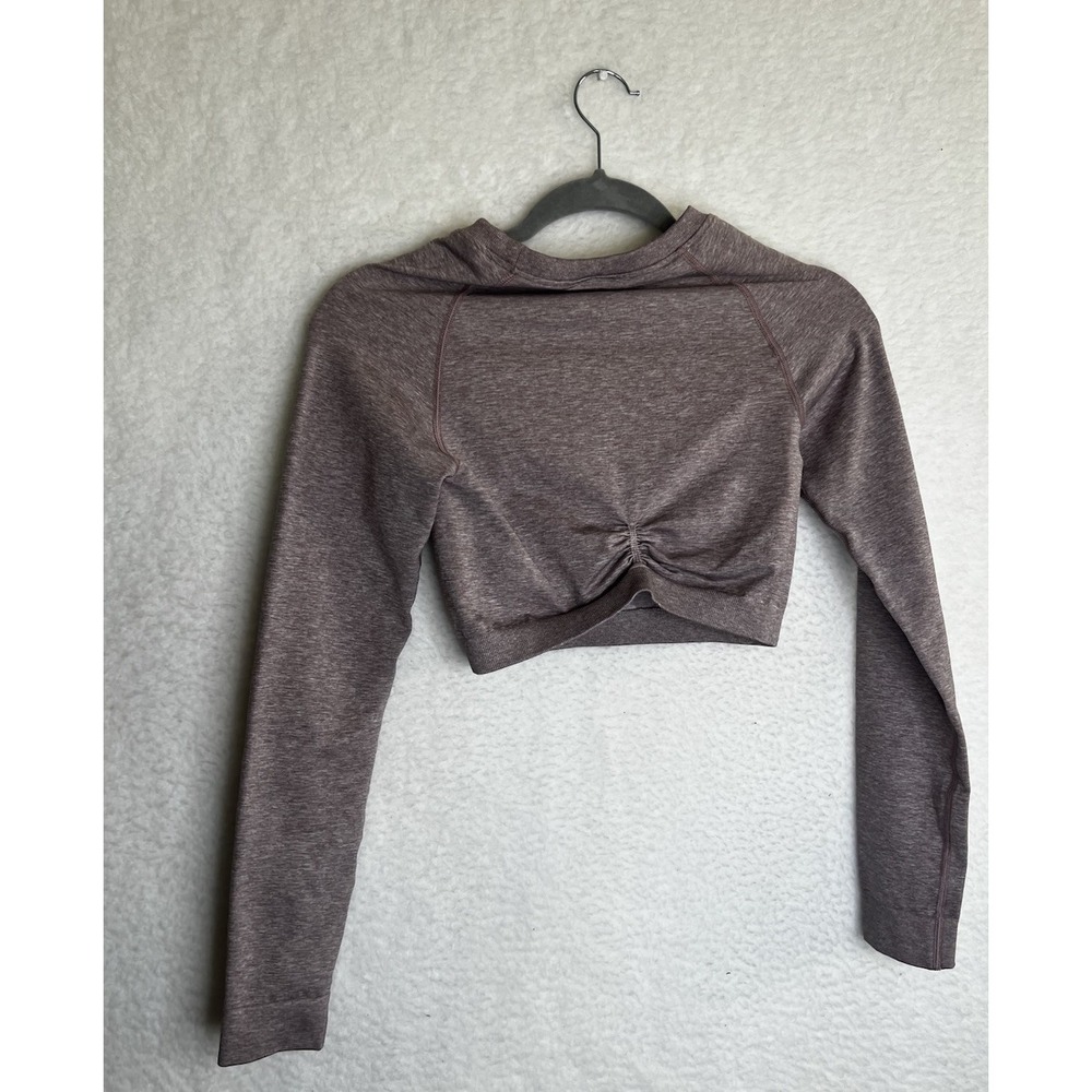 Gymshark Purple Seamless‎ Long Sleeve Crop Top S Workout Gym Athletic Running - Picture 6 of 6